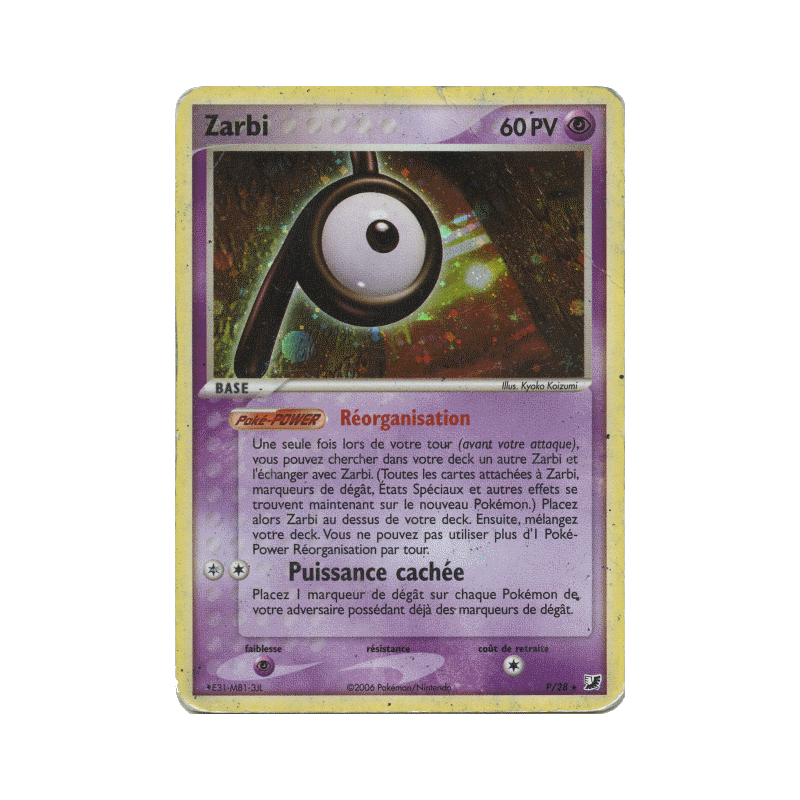 Carte Pokémon Zarbi P/28 Rare Forces Cachées
