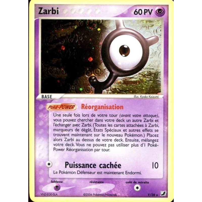 Carte Pokémon Zarbi Y/28 Rare Forces Cachées