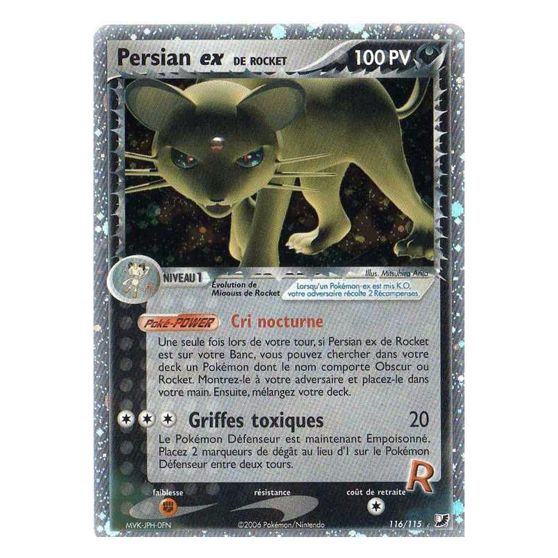 Carte Pokémon Persian ex de Rocket 116/115 Secrète Forces Cachées