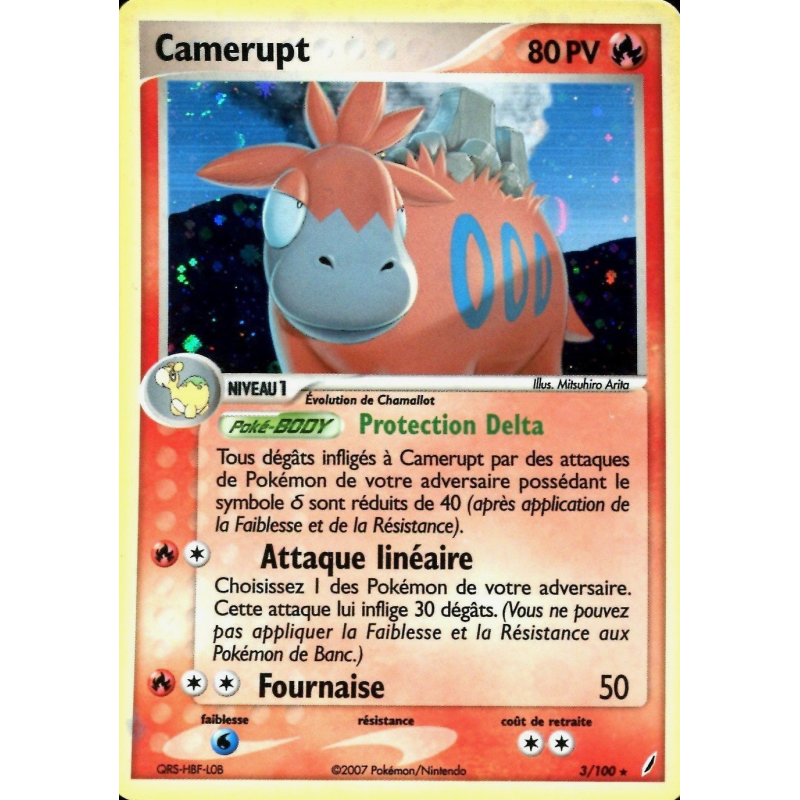 Carte Pokémon Camerupt 3/100 Holographique Gardiens de Cristal