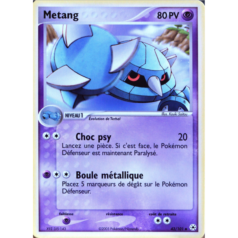 Carte Pokémon Metang 43/101 Peu commune Légendes Oubliées