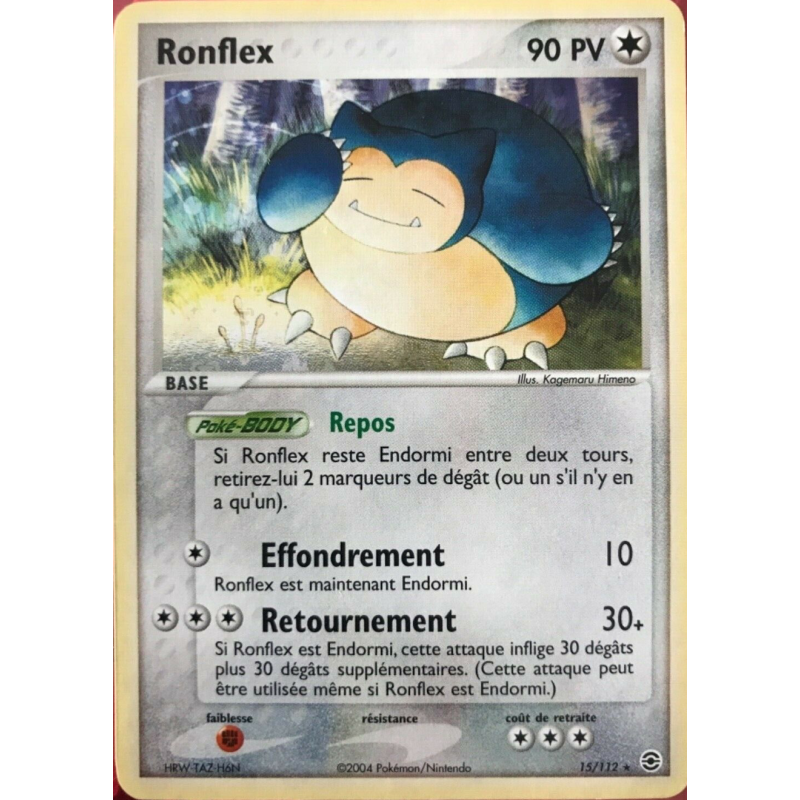 Carte Pokémon Ronflex 15/112 Holographique Rouge Feu & Vert Feuille