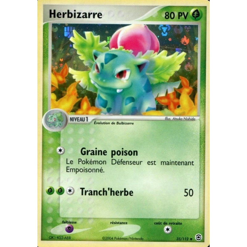 Carte Pokémon Herbizarre 35/112 Peu commune Rouge Feu & Vert Feuille
