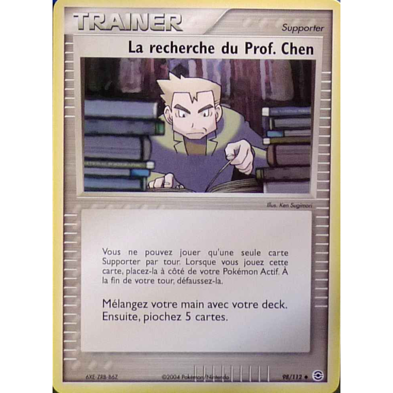 Carte Pokémon La recherche du Prof. Chen 98/112 Peu commune Rouge Feu & Vert Feuille