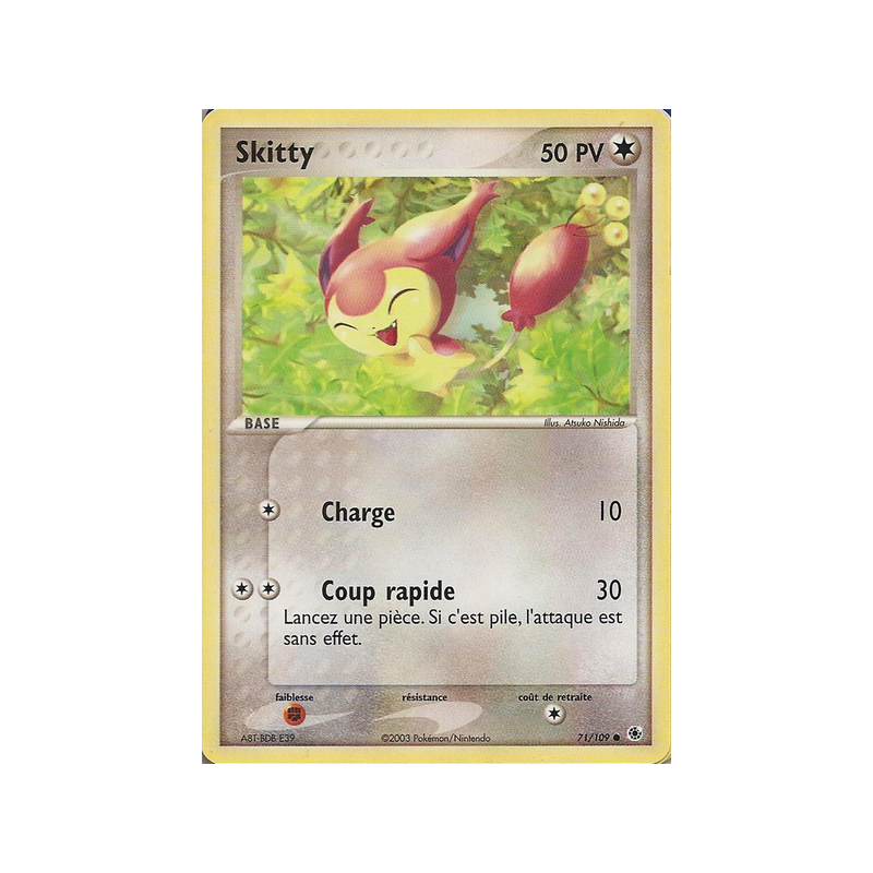 Carte Pokémon Skitty 71/109 Commune Rubis & Saphir