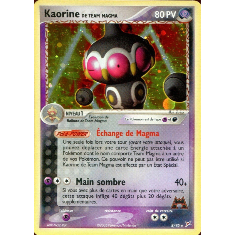 Carte Pokémon Kaorine de Team Magma 8/95 Holographique Team Magma VS Team Aqua