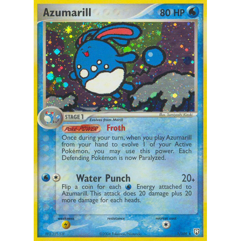 Carte Pokémon Azumarill 1/109 Holographique Team Rocket Returns