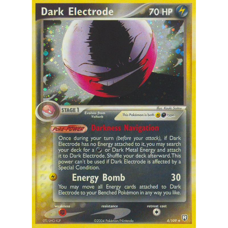 Carte Pokémon Dark Electrode 4/109 Holographique Team Rocket Returns