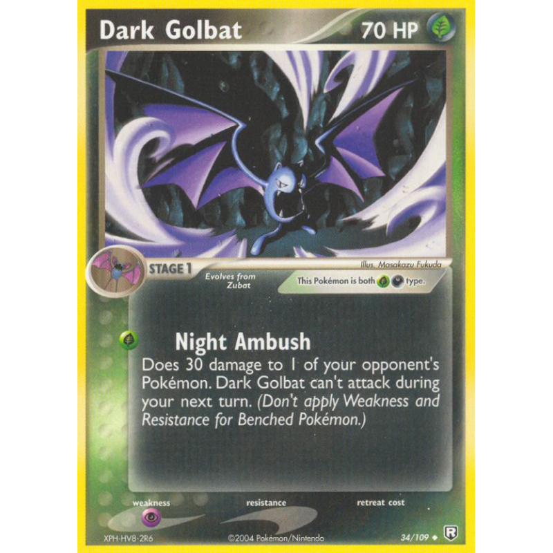 Carte Pokémon Dark Golbat 34/109 Peu commune Team Rocket Returns