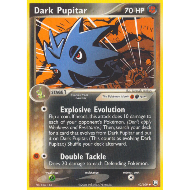 Carte Pokémon Dark Pupitar 40/109 Peu commune Team Rocket Returns
