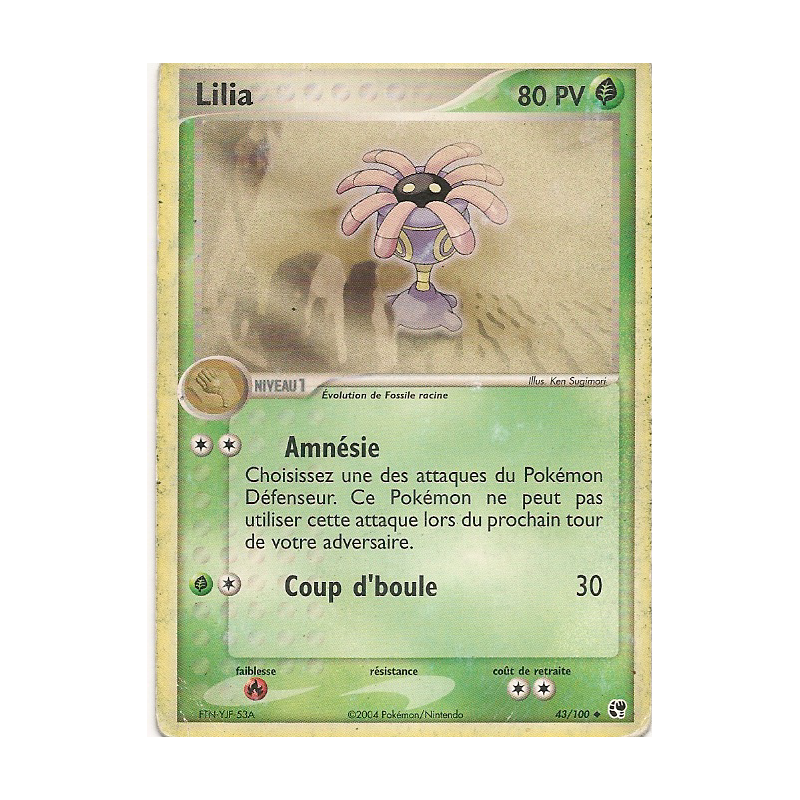 Carte Pokémon Lilia 43/100 Peu commune Tempête de sable