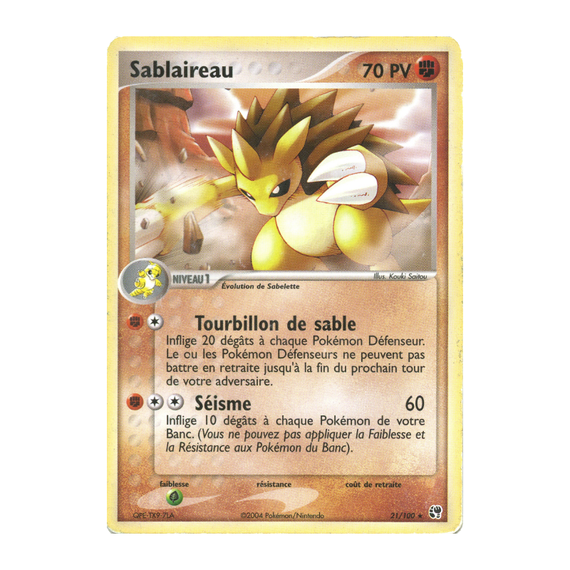 Carte Pokémon Sablaireau 21/100 Rare Tempête de sable