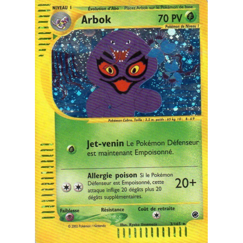 Carte Pokémon Arbok 3/165 Holographique Expedition