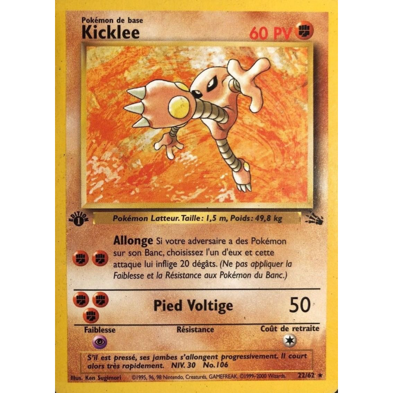 Carte Pokémon Kicklee 22/62 Rare Fossile (JCC)