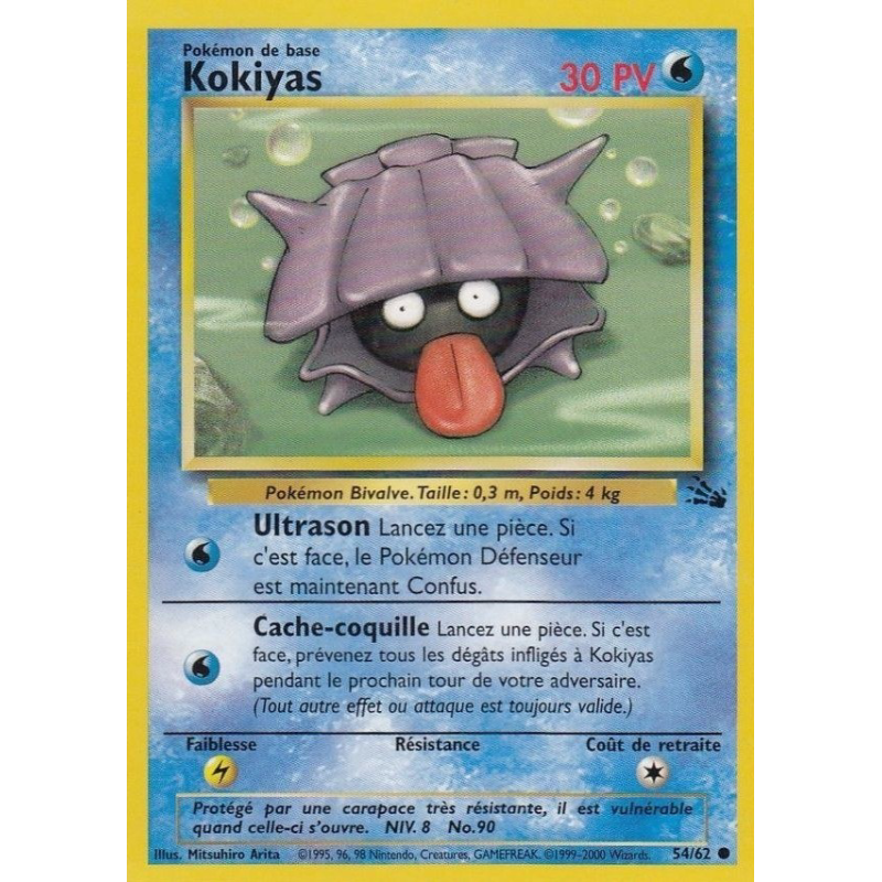 Carte Pokémon Kokiyas 54/62 Commune Fossile (JCC)