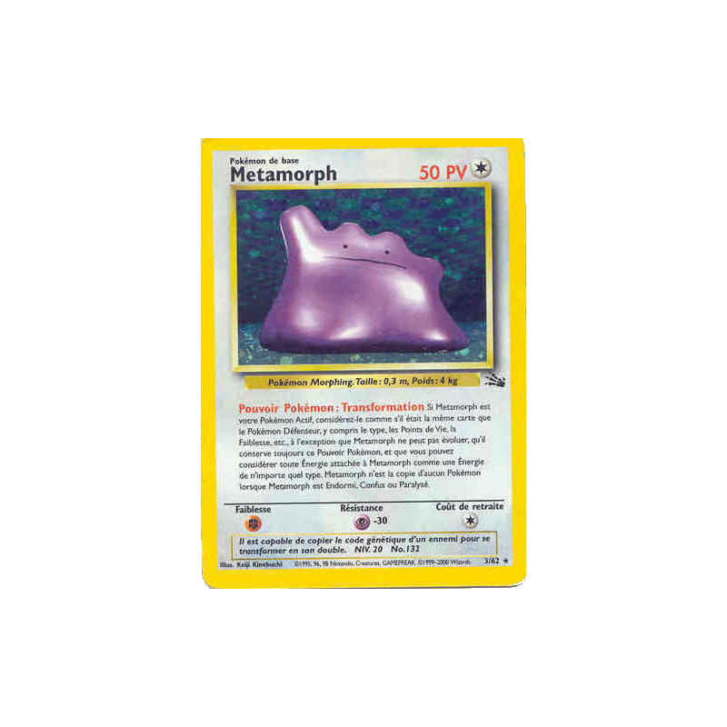 Carte Pokémon Metamorph 3/62 Holographique Fossile (JCC)