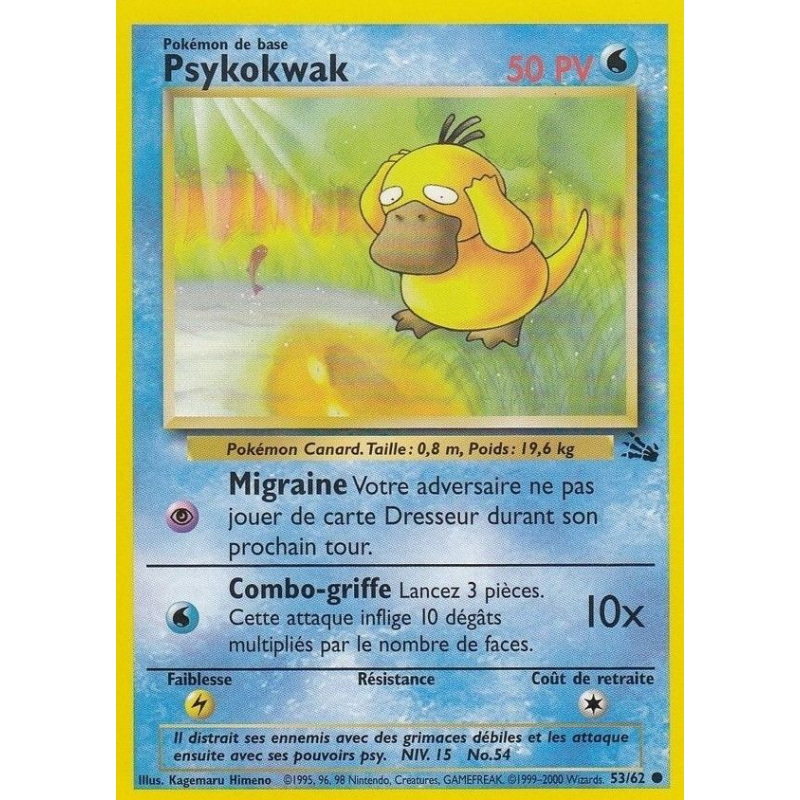 Carte Pokémon Psykokwak 53/62 Commune Fossile (JCC)