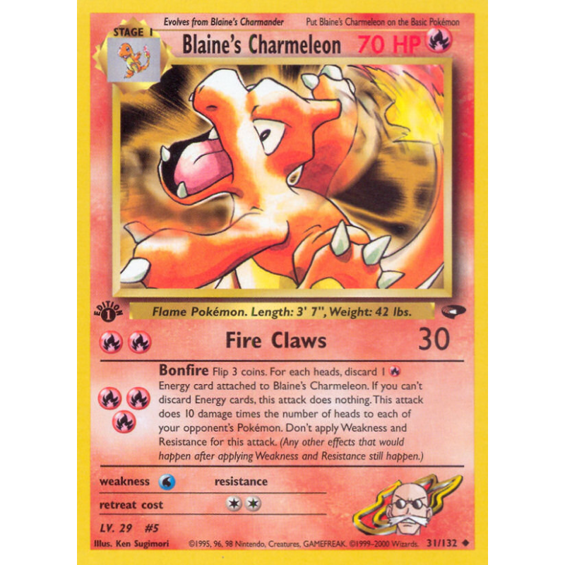 Carte Pokémon Blaine's Charmeleon 31/132 Peu commune Gym Challenge