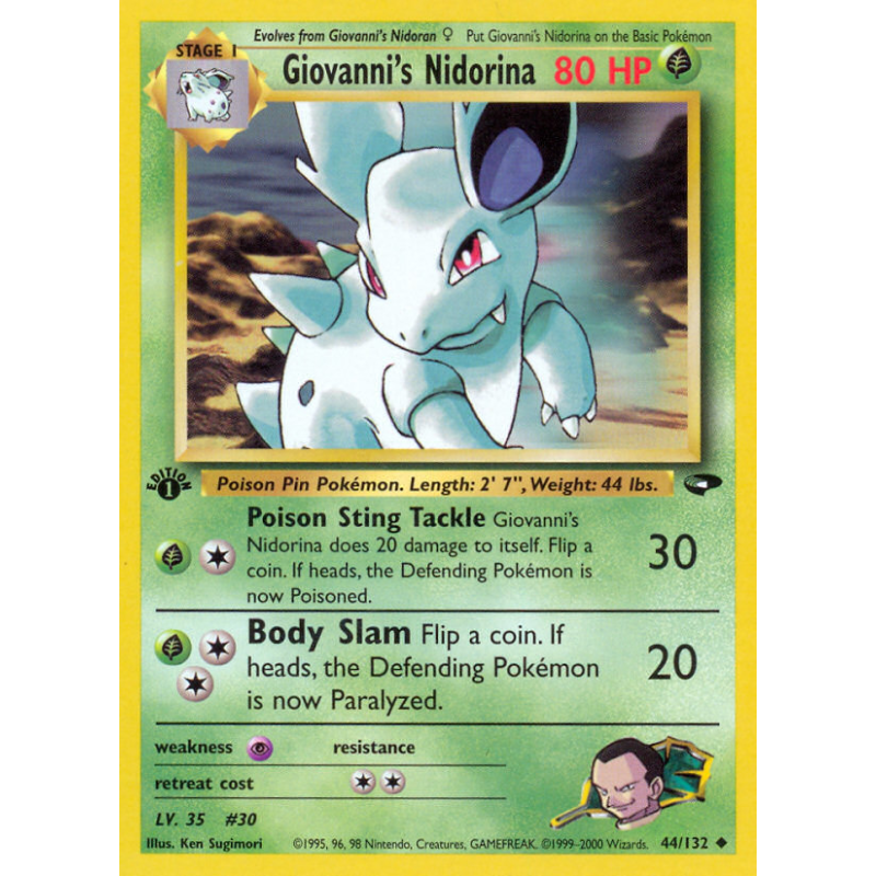 Carte Pokémon Giovanni's Nidorina 44/132 Peu commune Gym Challenge