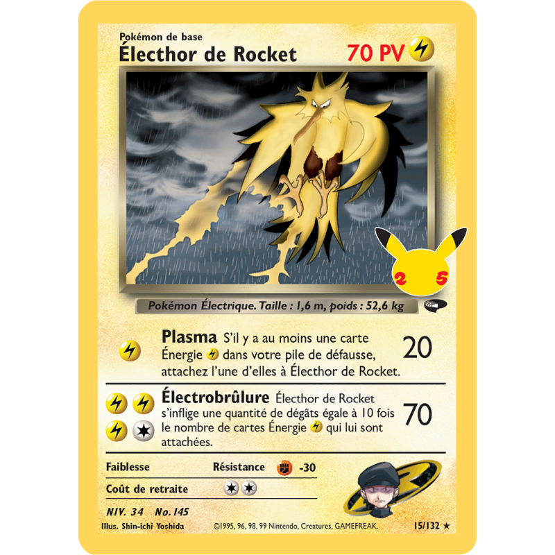 Carte Pokémon Électhor de Rocket 15/132 Holographique Gym Challenge