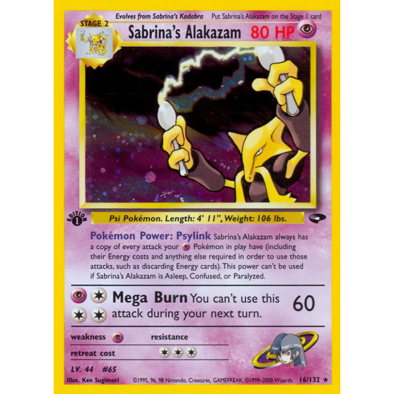 Carte Pokémon Sabrina's Alakazam 16/132 Holographique Gym Challenge