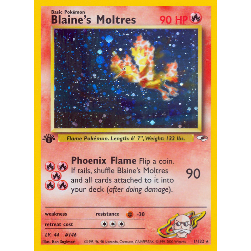 Carte Pokémon Blaine's Moltres 1/132 Holographique Gym Heroes