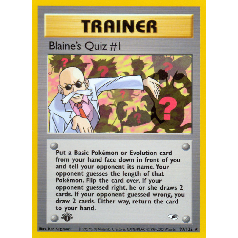 Carte Pokémon Blaine's Quiz 1 97/132 Rare Gym Heroes