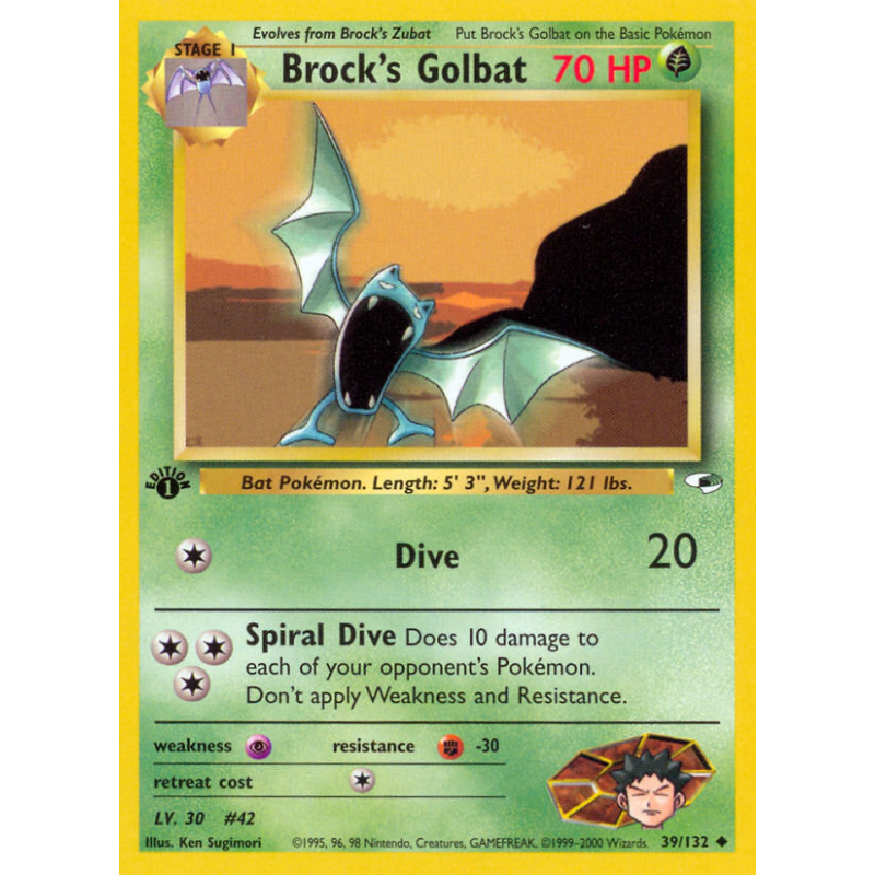 Carte Pokémon Brock's Golbat 39/132 Peu commune Gym Heroes