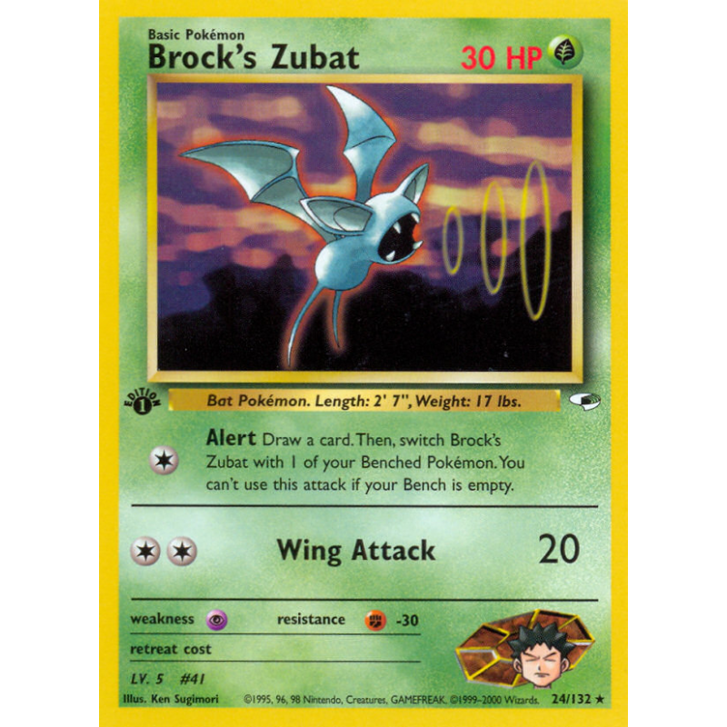 Carte Pokémon Brock's Zubat 24/132 Rare Gym Heroes