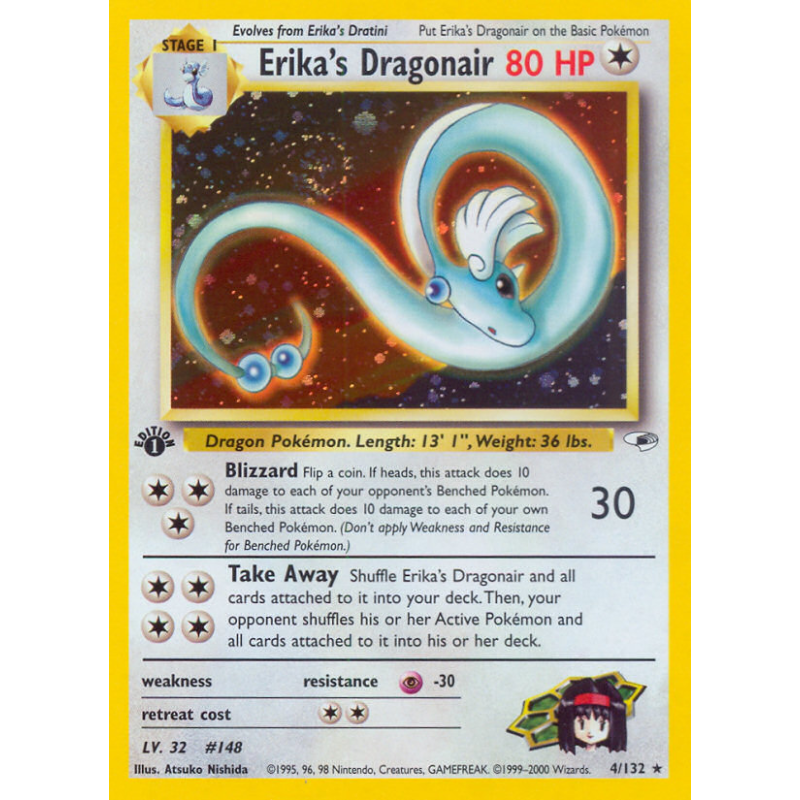 Carte Pokémon Erika's Dragonair 4/132 Holographique Gym Heroes