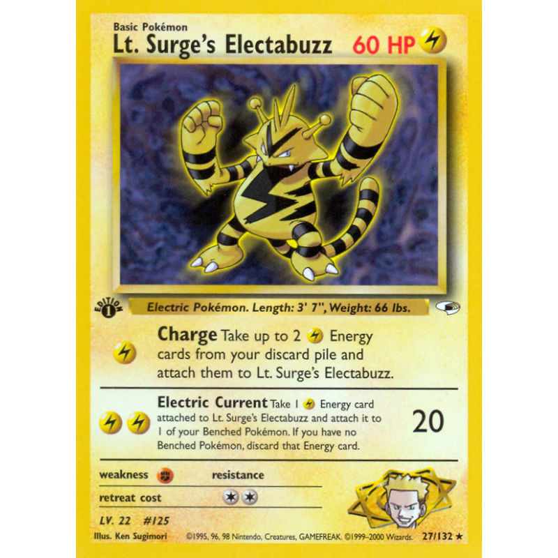 Carte Pokémon Lt. Surge's Electabuzz 27/132 Rare Gym Heroes