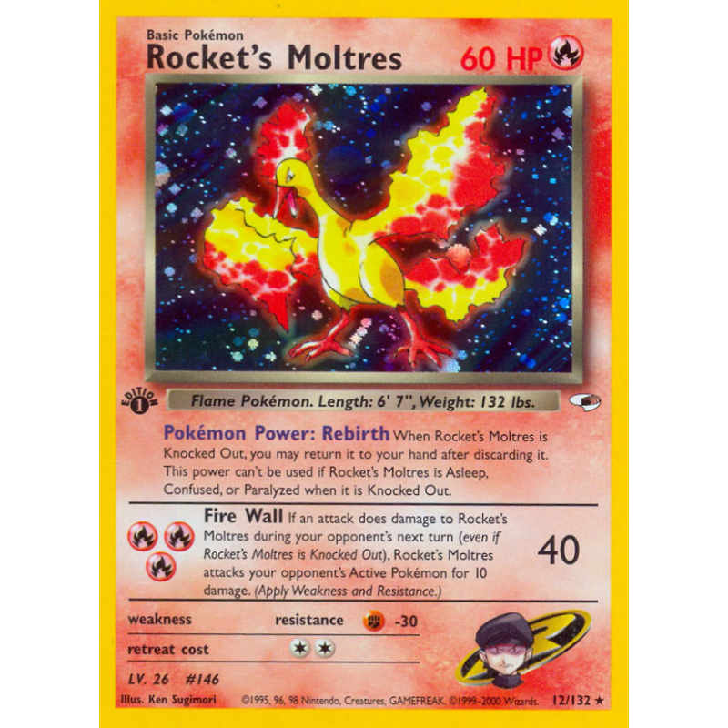 Carte Pokémon Rocket's Moltres 12/132 Holographique Gym Heroes