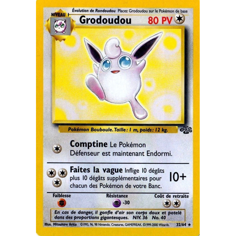 Carte Pokémon Grodoudou 32/64 Rare Jungle (JCC)