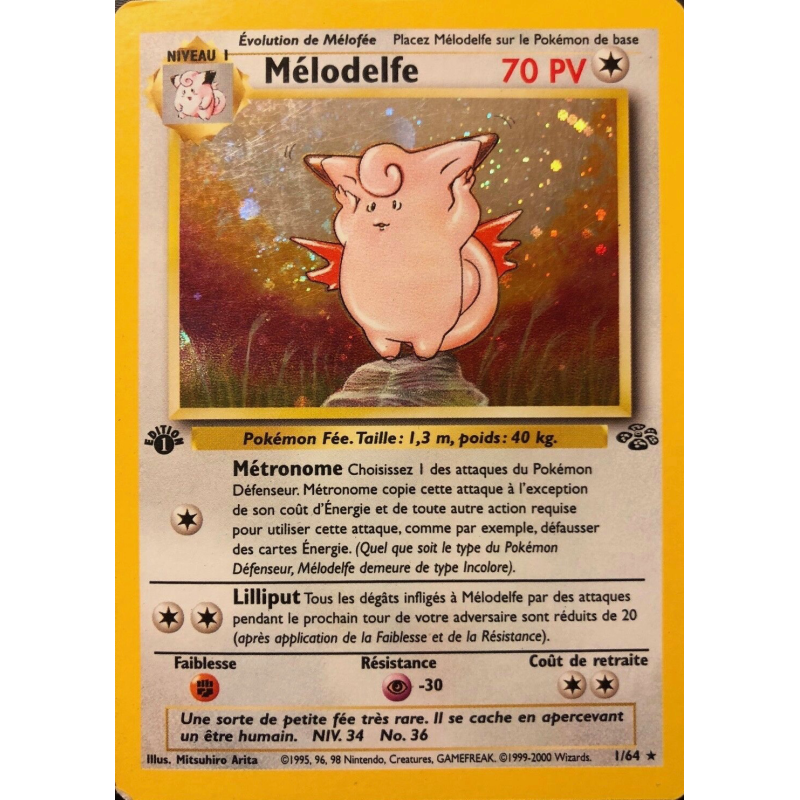 Carte Pokémon Mélodelfe 1/64 Holographique Jungle (JCC)