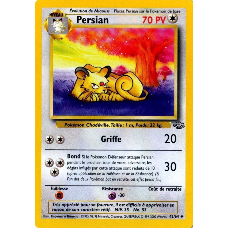 Carte Pokémon Persian 42/64 Peu commune Jungle (JCC)