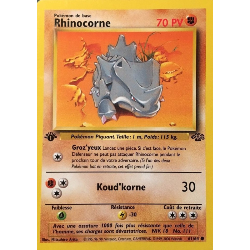 Carte Pokémon Rhinocorne 61/64 Commune Jungle (JCC)