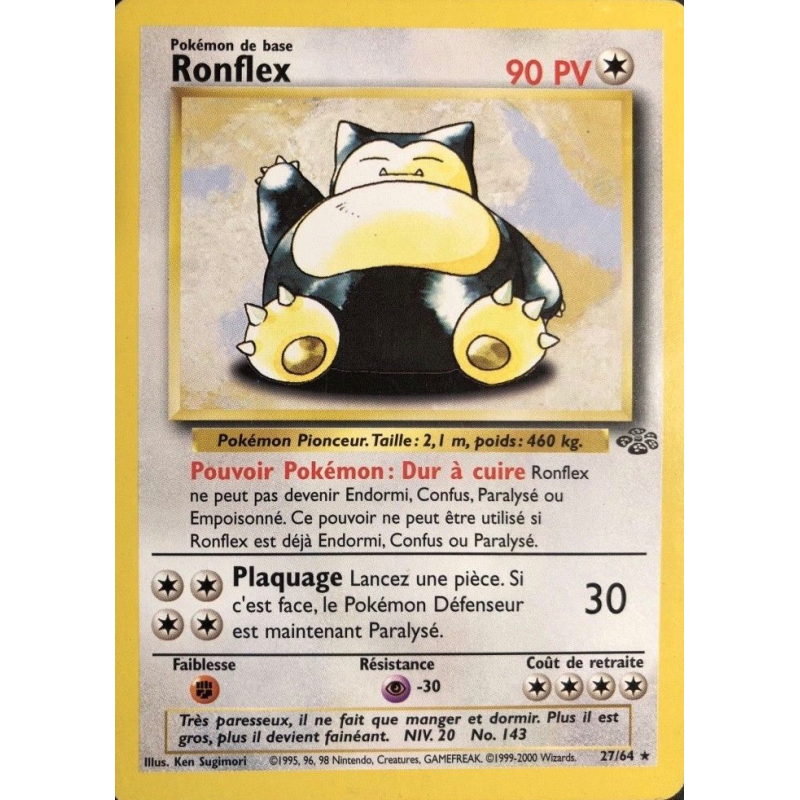 Carte Pokémon Ronflex 27/64 Rare Jungle (JCC)