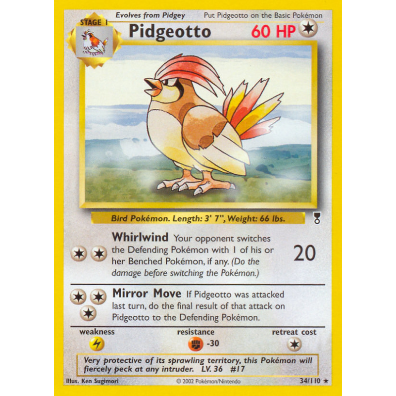 Carte Pokémon Pidgeotto 34/110 Rare Legendary Collection