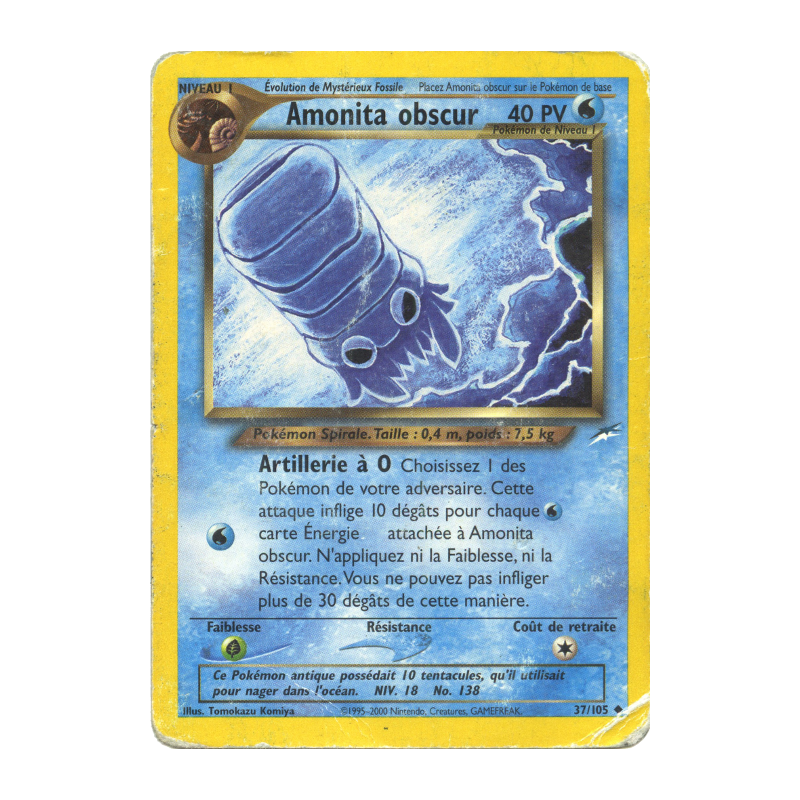 Carte Pokémon Amonita obscur 37/105 Peu commune Neo Destiny