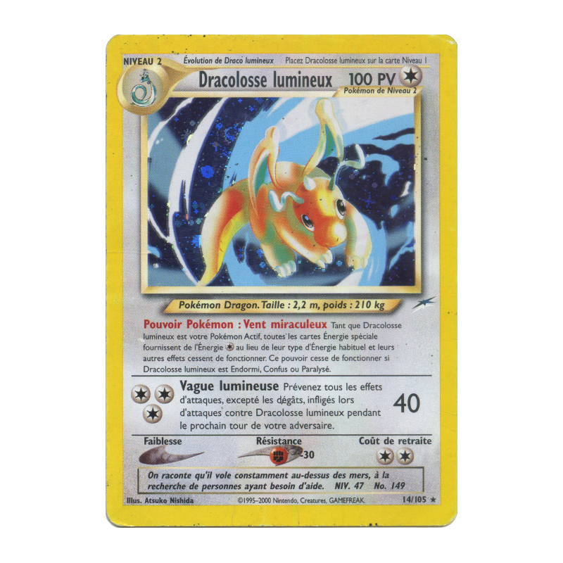 Carte Pokémon Dracolosse lumineux 14/105 Holographique Neo Destiny