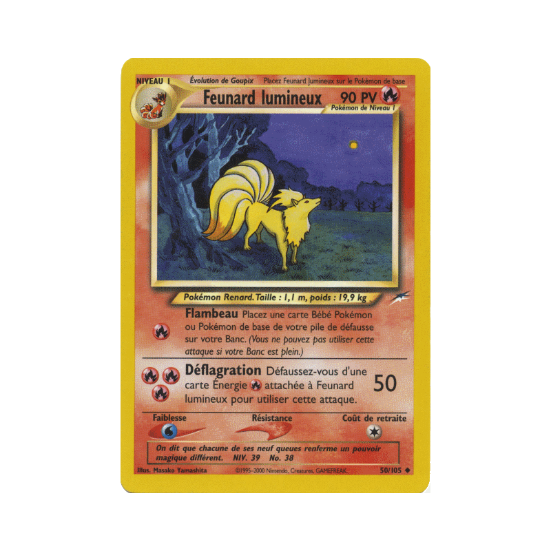 Carte Pokémon Feunard lumineux 50/105 Peu commune Neo Destiny