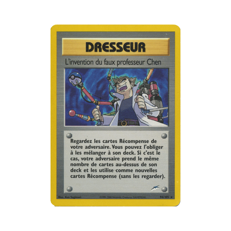 Carte Pokémon L'invention du faux professeur Chen 94/105 Rare Neo Destiny