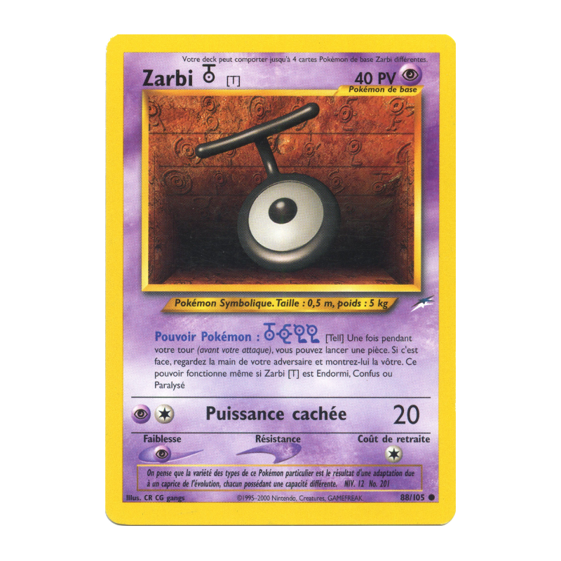 Carte Pokémon Zarbi T 88/105 Commune Neo Destiny