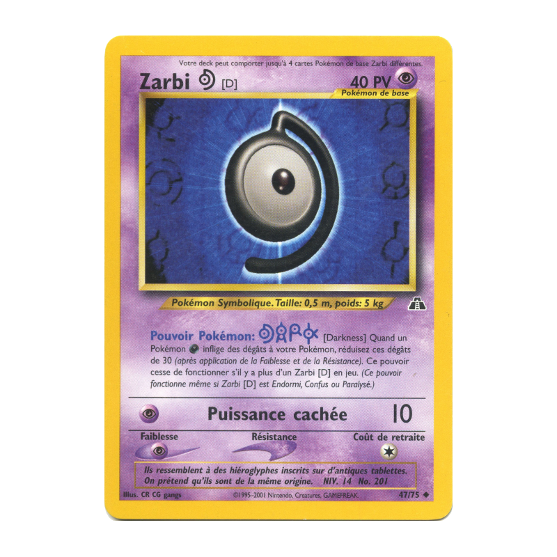 Carte Pokémon Zarbi D 47/75 Peu commune Neo Discovery
