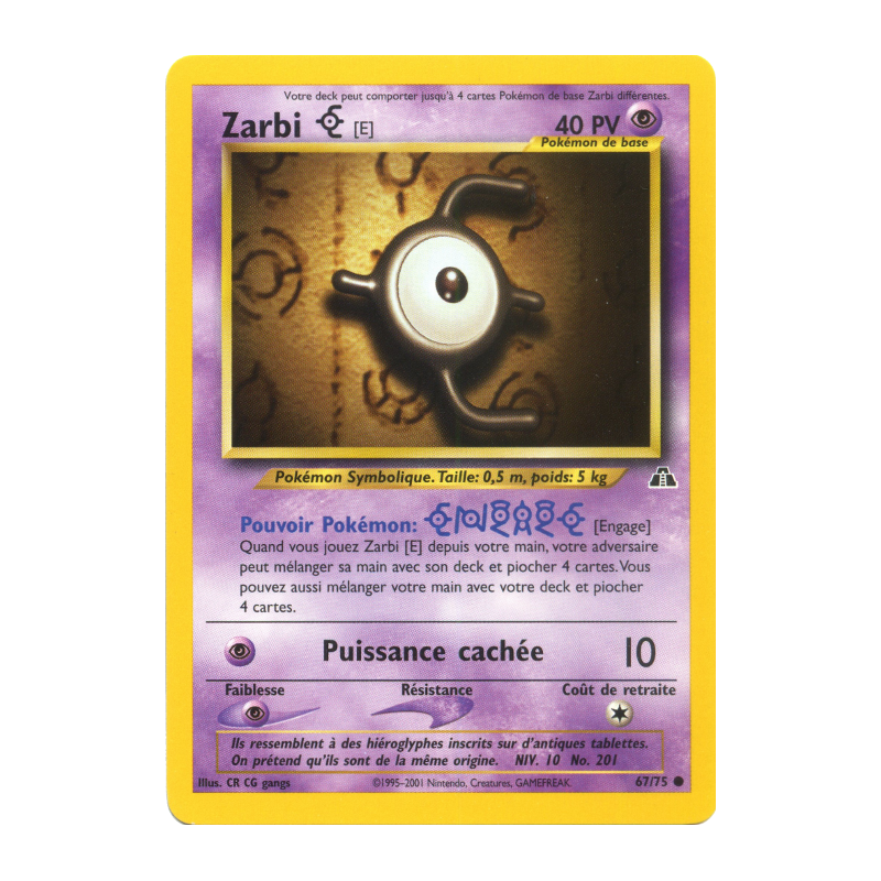 Carte Pokémon Zarbi E 67/75 Commune Neo Discovery