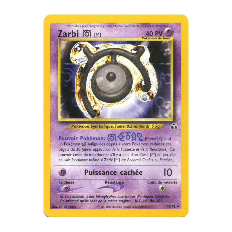 Carte Pokémon Zarbi M 49/75 Peu commune Neo Discovery