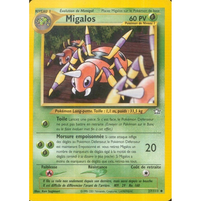 Carte Pokémon Migalos 27/111 Peu commune Neo Genesis