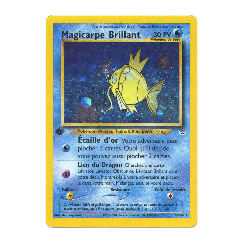 Carte Pokémon Magicarpe Brillant 66/64 Ultra Rare Neo Revelation