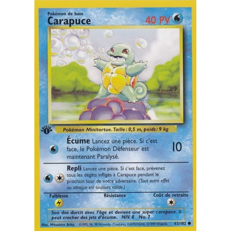 Carte Pokémon Carapuce 63/102 Commune Set de Base