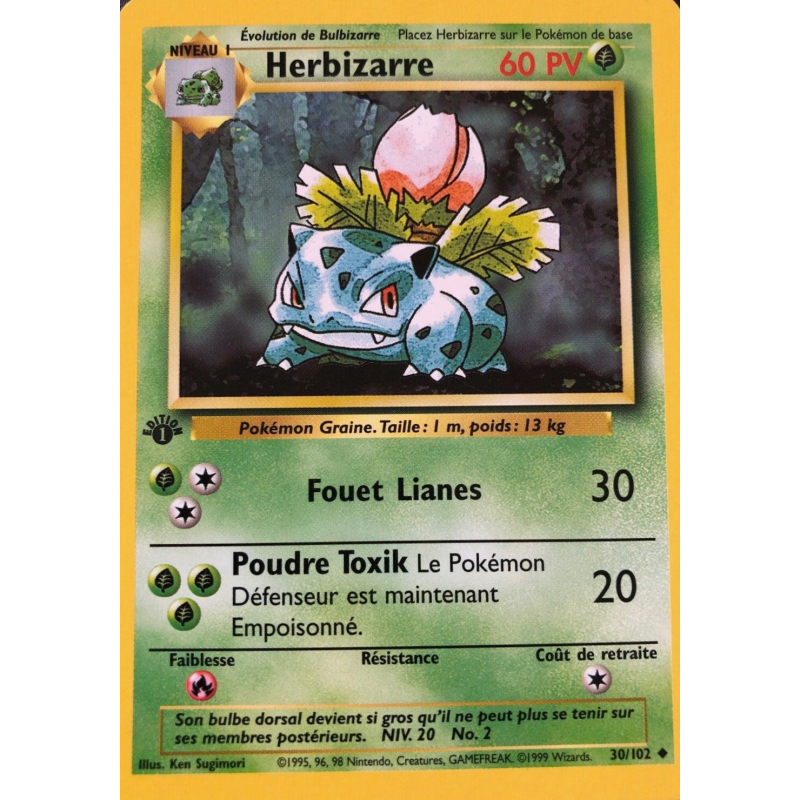 Carte Pokémon Herbizarre 30/102 Peu commune Set de Base